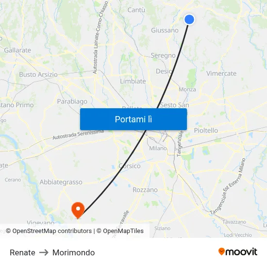 Renate to Morimondo map