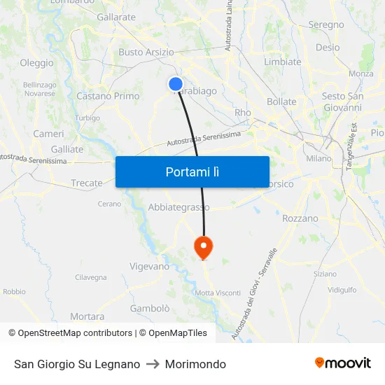 San Giorgio Su Legnano to Morimondo map