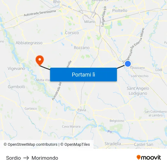 Sordio to Morimondo map