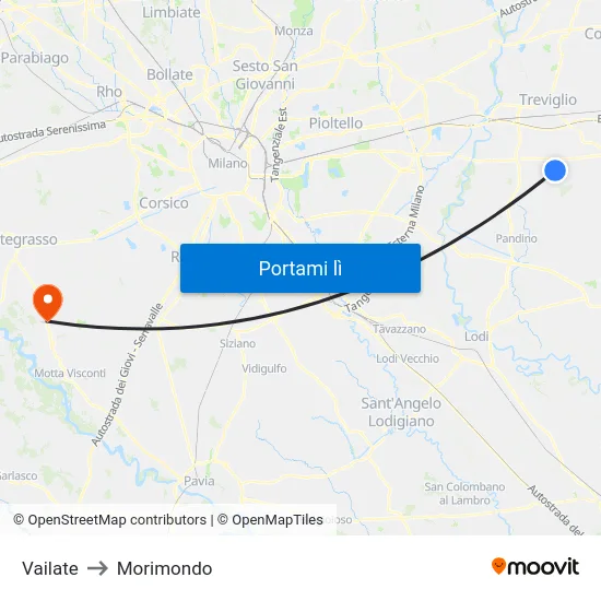Vailate to Morimondo map