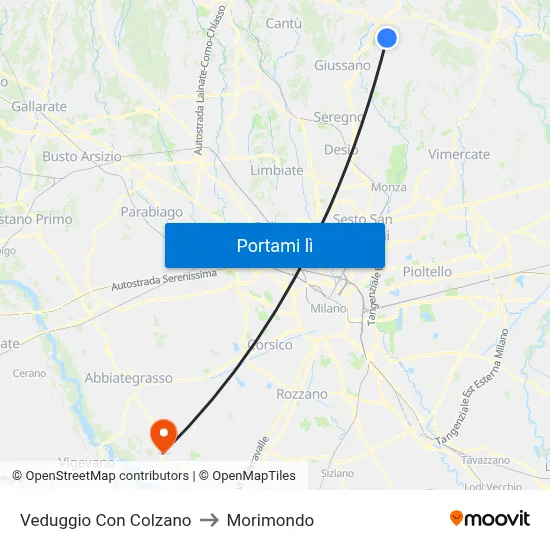 Veduggio Con Colzano to Morimondo map