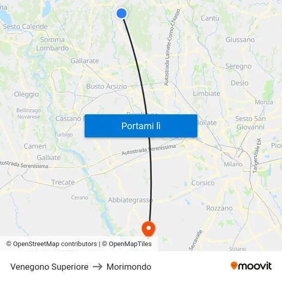 Venegono Superiore to Morimondo map