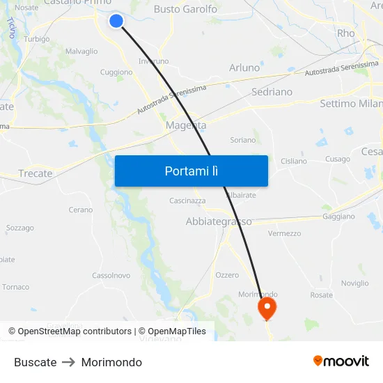 Buscate to Morimondo map