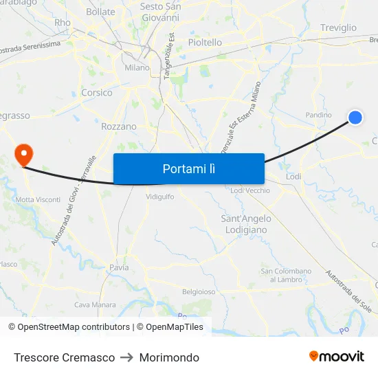Trescore Cremasco to Morimondo map
