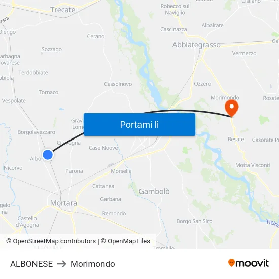ALBONESE to Morimondo map