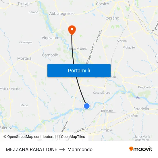 MEZZANA RABATTONE to Morimondo map