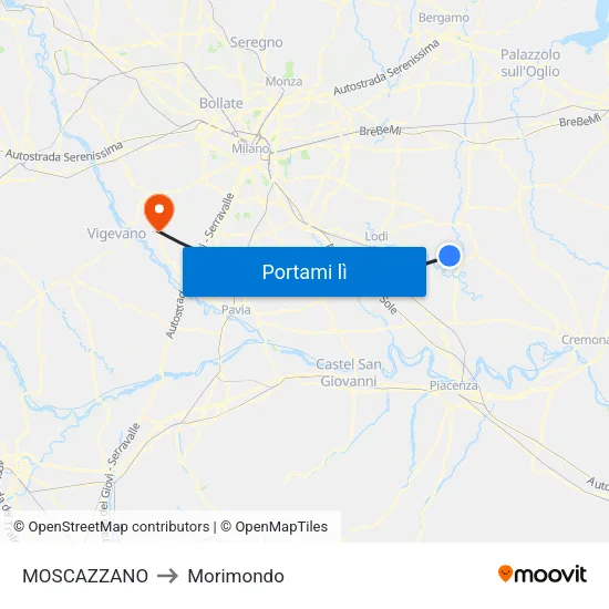 MOSCAZZANO to Morimondo map