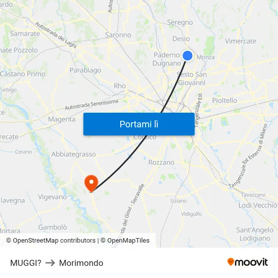 MUGGI? to Morimondo map