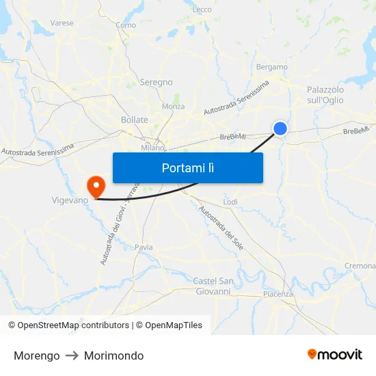 Morengo to Morimondo map