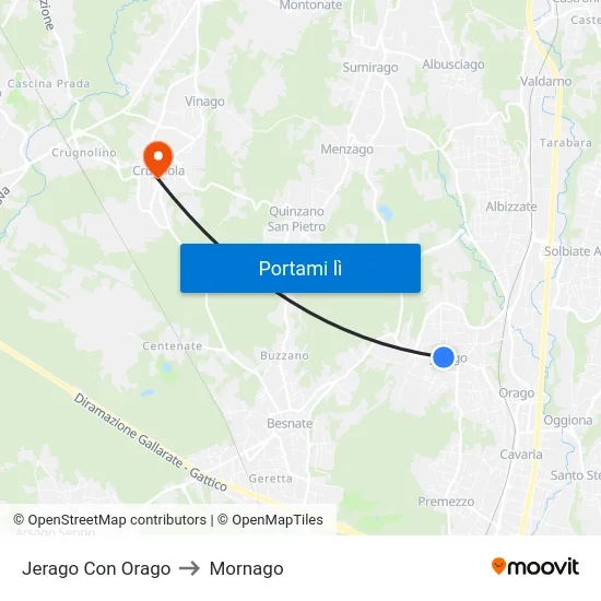 Jerago Con Orago to Mornago map