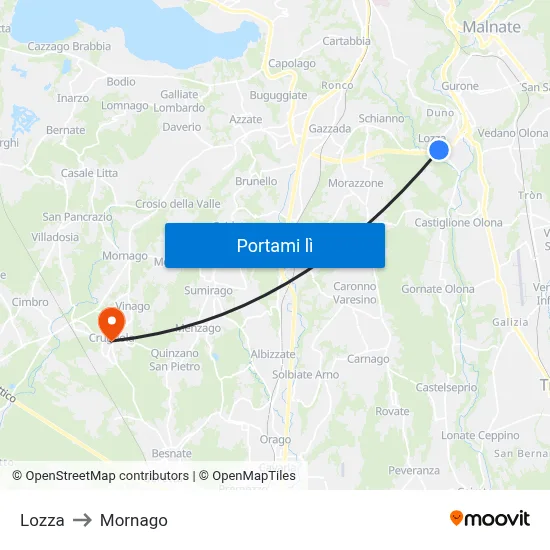 Lozza to Mornago map