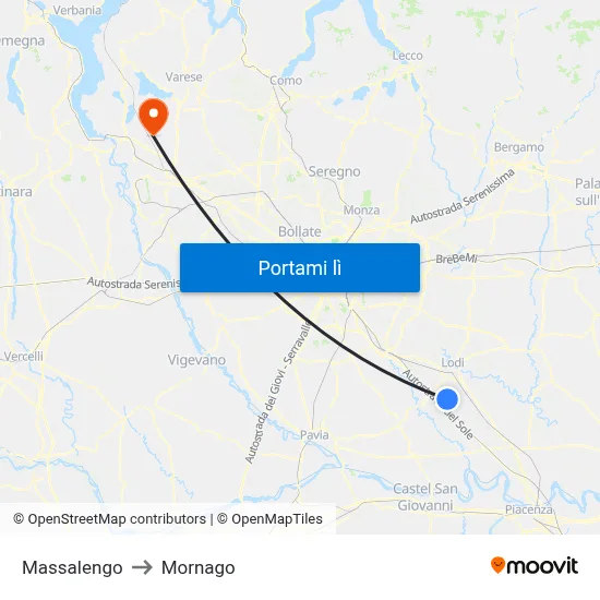 Massalengo to Mornago map
