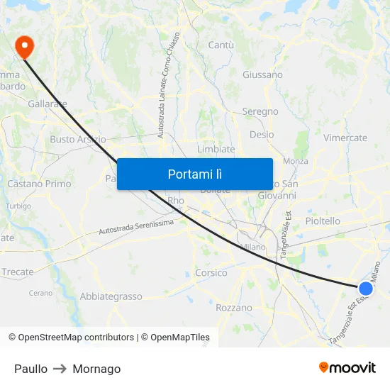 Paullo to Mornago map