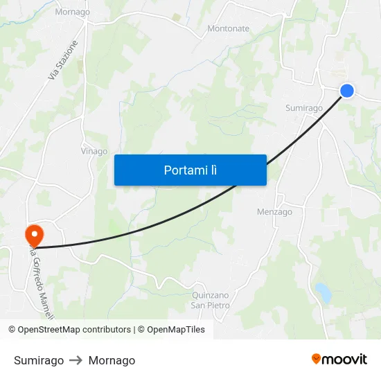 Sumirago to Mornago map