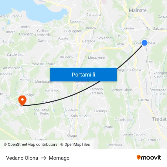 Vedano Olona to Mornago map