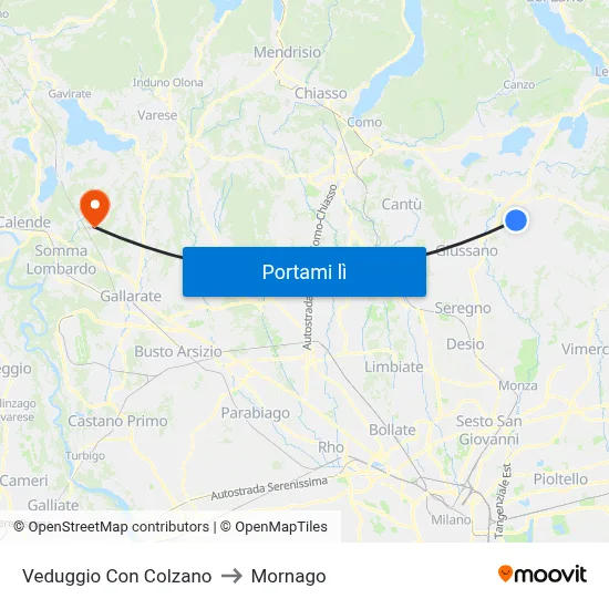 Veduggio Con Colzano to Mornago map
