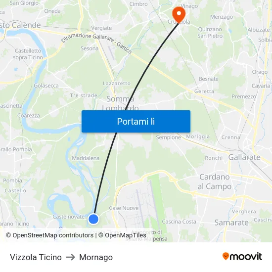 Vizzola Ticino to Mornago map