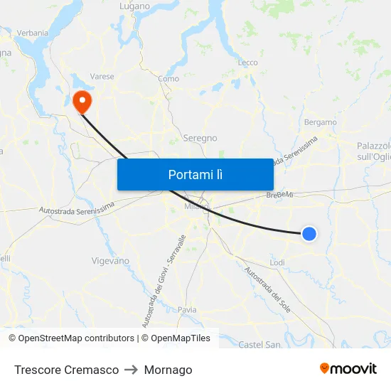 Trescore Cremasco to Mornago map