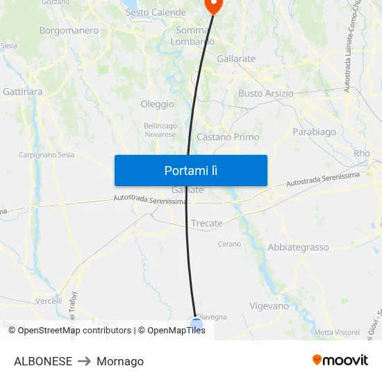 ALBONESE to Mornago map