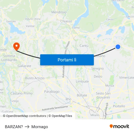 BARZAN? to Mornago map