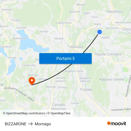 BIZZARONE to Mornago map