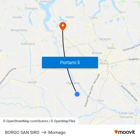 BORGO SAN SIRO to Mornago map