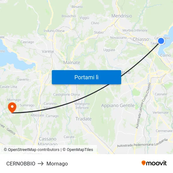 CERNOBBIO to Mornago map