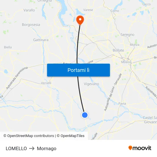 LOMELLO to Mornago map