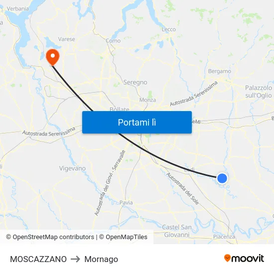 MOSCAZZANO to Mornago map