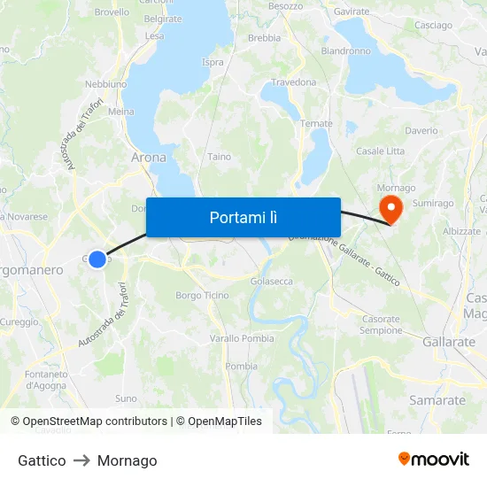 Gattico to Mornago map