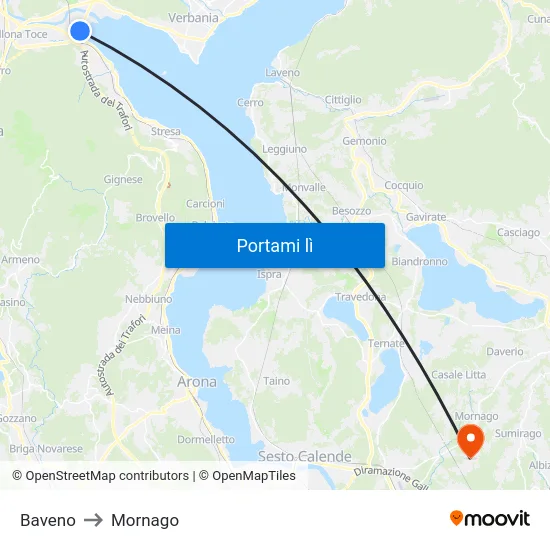 Baveno to Mornago map