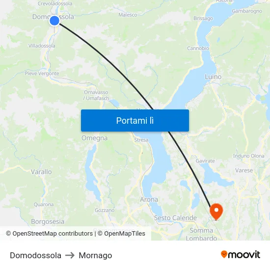 Domodossola to Mornago map