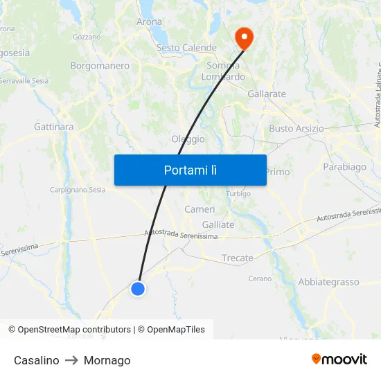 Casalino to Mornago map