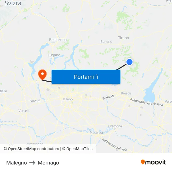 Malegno to Mornago map