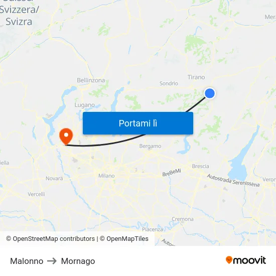 Malonno to Mornago map