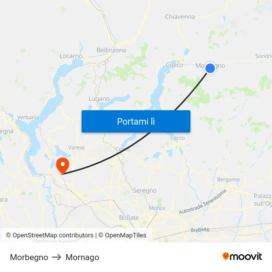 Morbegno to Mornago map