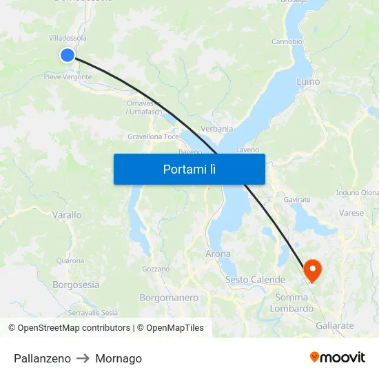 Pallanzeno to Mornago map