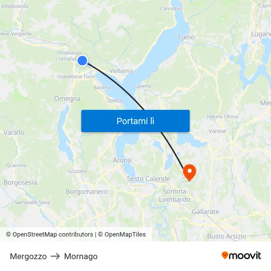 Mergozzo to Mornago map