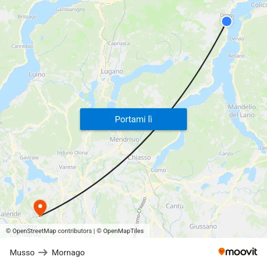 Musso to Mornago map