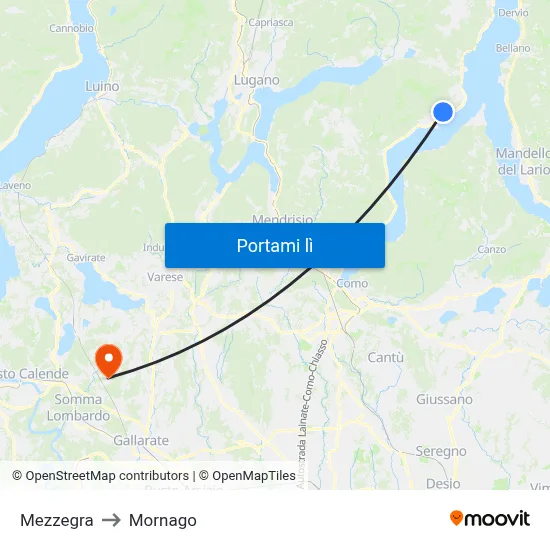 Mezzegra to Mornago map