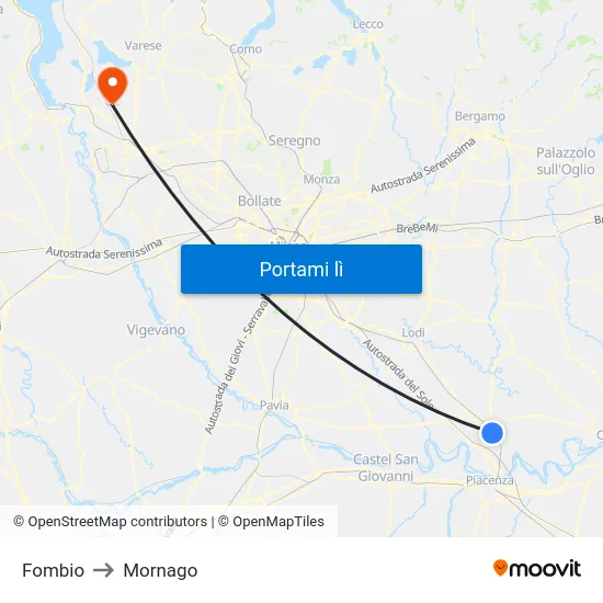 Fombio to Mornago map