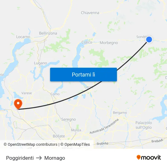 Poggiridenti to Mornago map