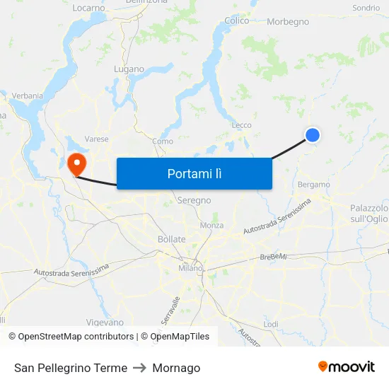 San Pellegrino Terme to Mornago map