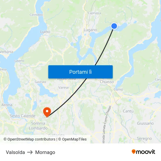 Valsolda to Mornago map