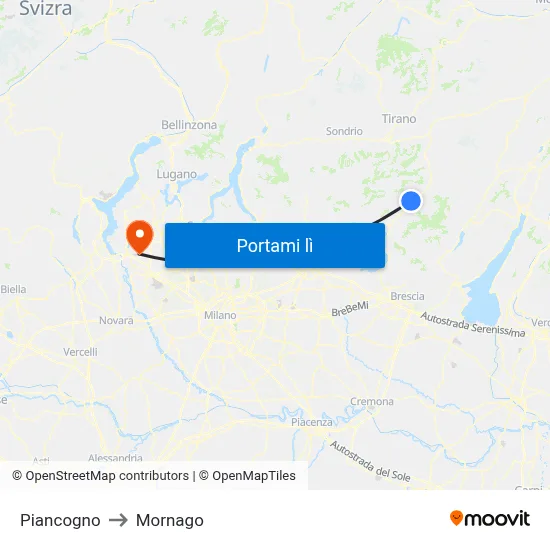 Piancogno to Mornago map