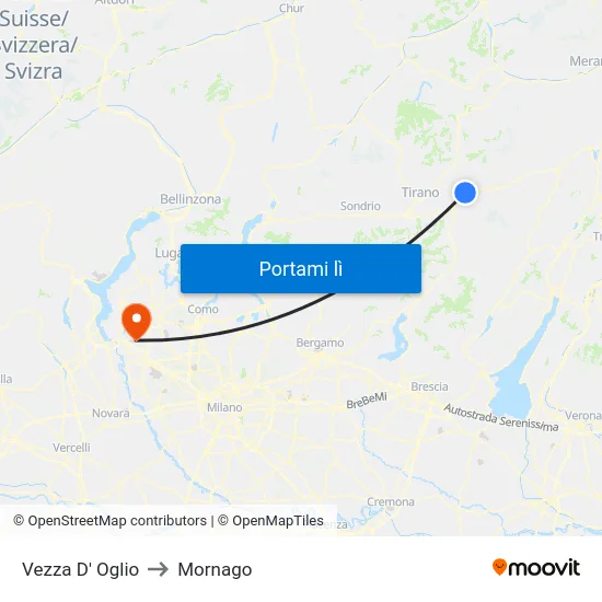 Vezza D' Oglio to Mornago map