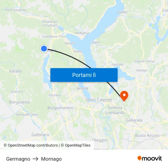 Germagno to Mornago map