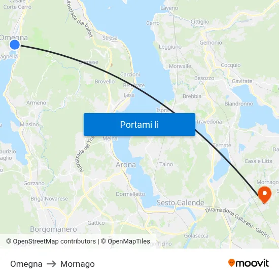Omegna to Mornago map
