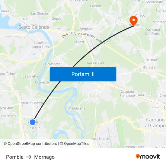 Pombia to Mornago map