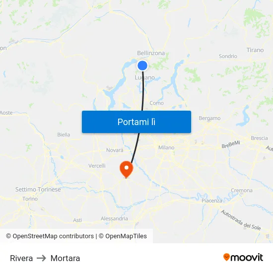 Rivera to Mortara map